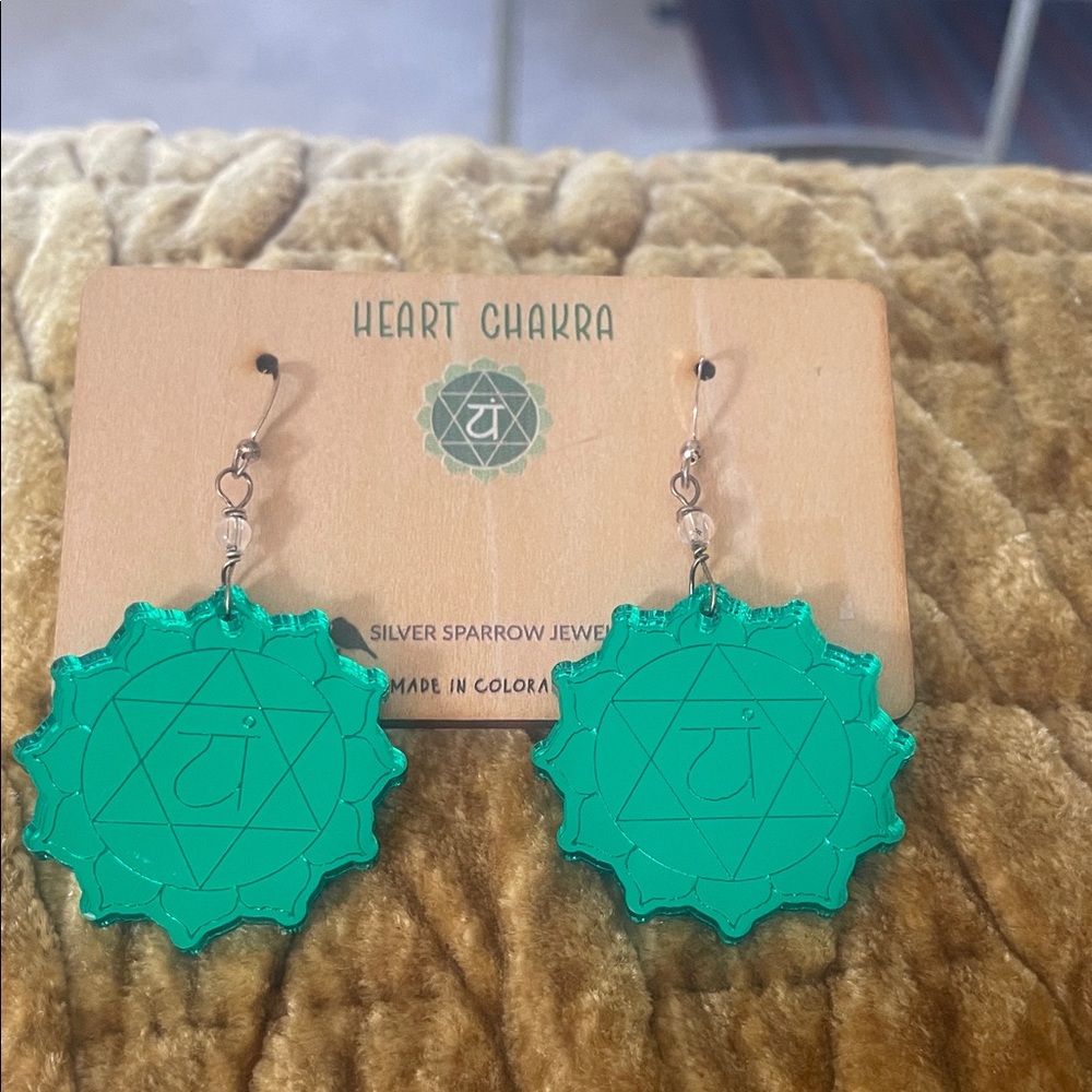 Green Heart Chakra Earrings
